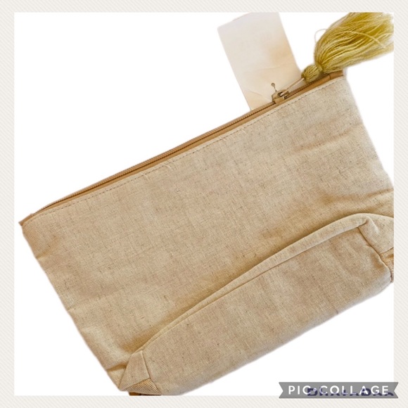 NWT 2X HP Cream Stunning Gold Sequins Cosmetic Bag - Picture 4 of 5